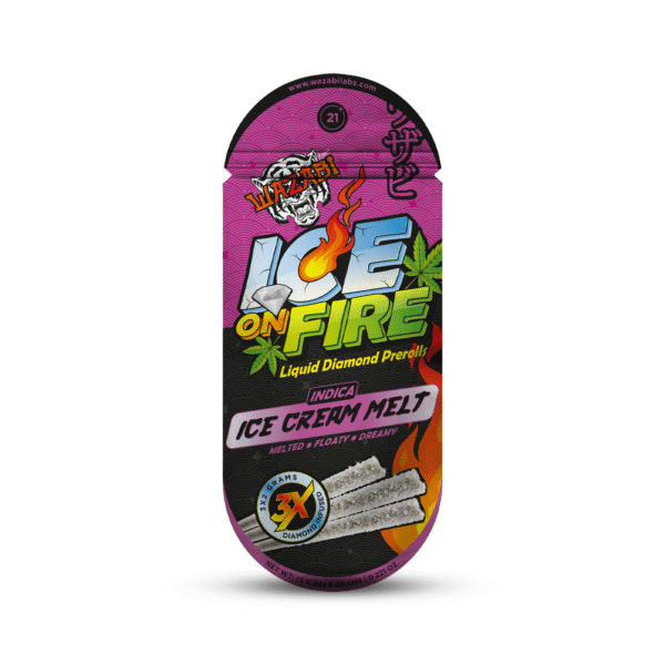 WAZABI EXOTICS 2G ICE ON FIRE LIQUID DIAMOND PREROLLS 3X5/PK - Image 3